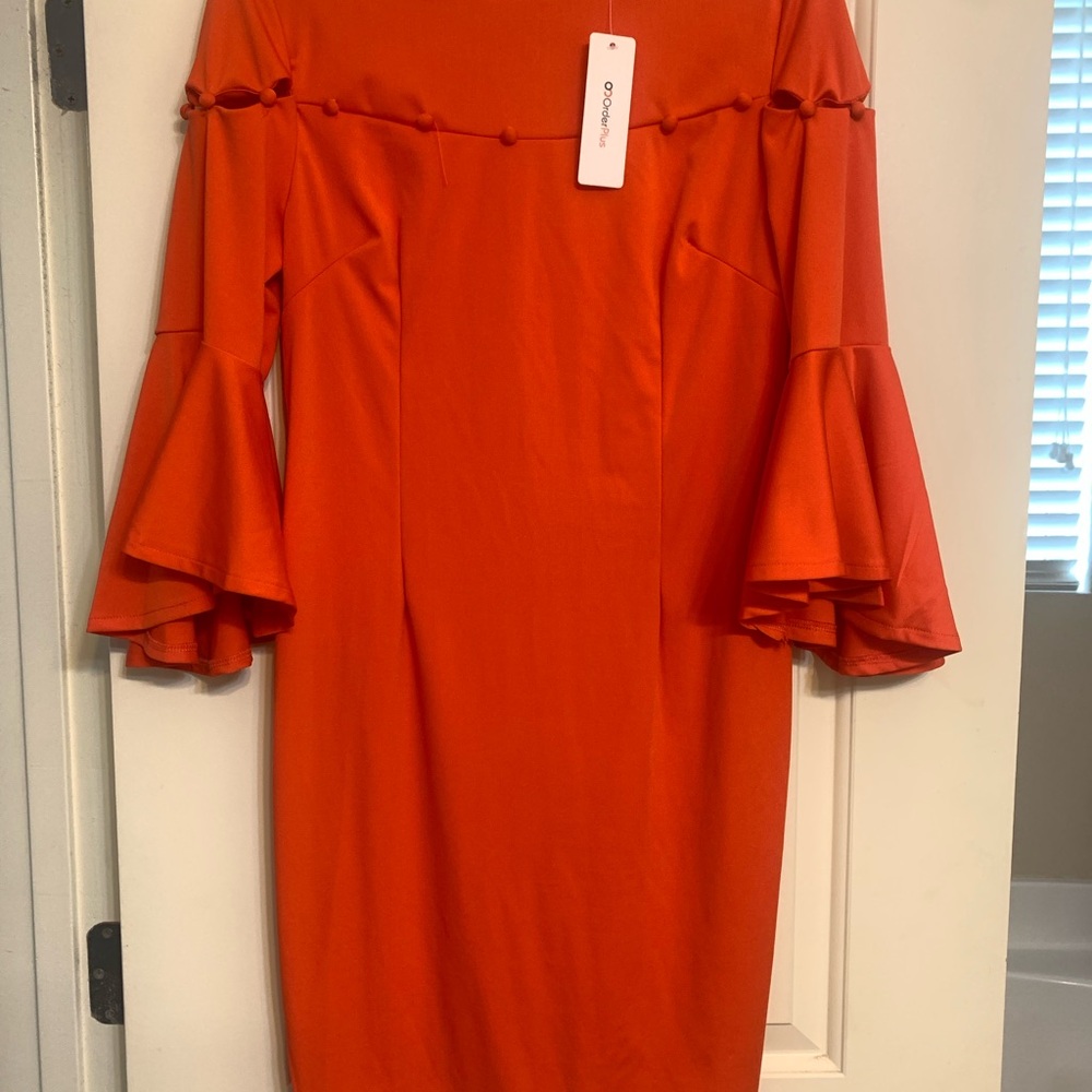 Orange dress with flare sleeves!New!